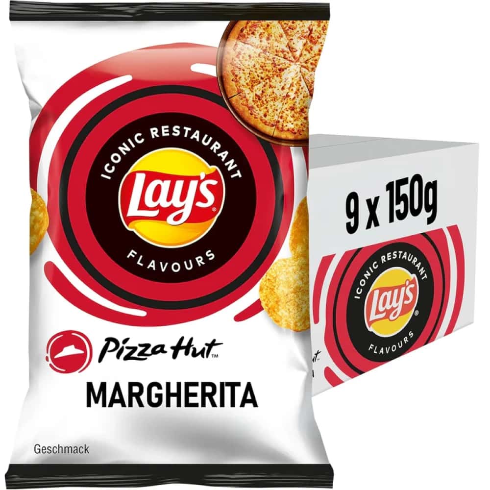Lays Pizza Hut Margherita Crisps 150g - 9pk