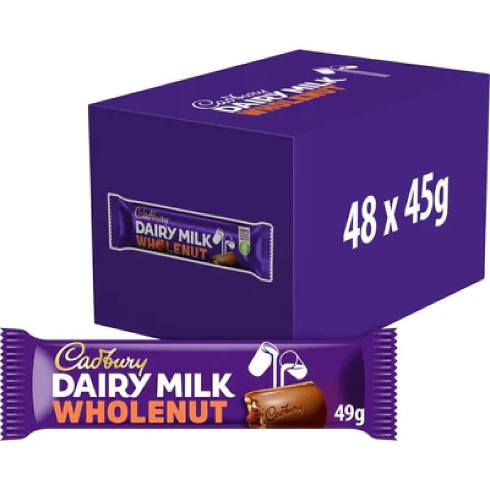 Cadbury Dairy Milk Wholenut Bars 45g - 48pk