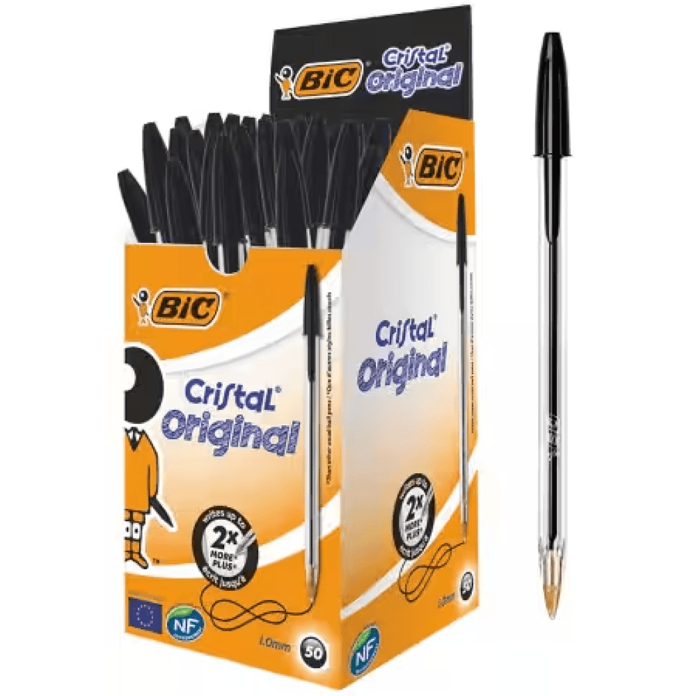 BIC Cristal Original Black Pens - 50pcs