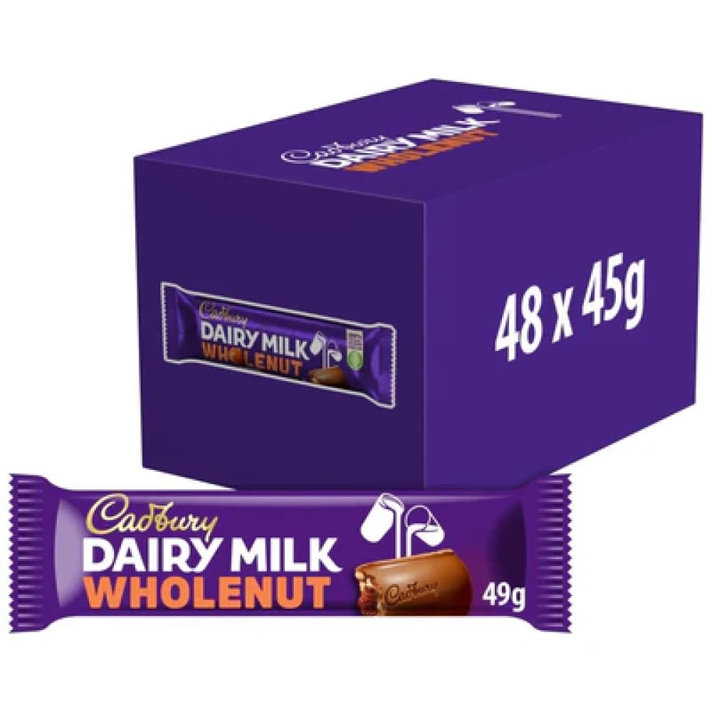 Cadbury Dairy Milk Wholenut Chocolate Bars 45g - 48pk