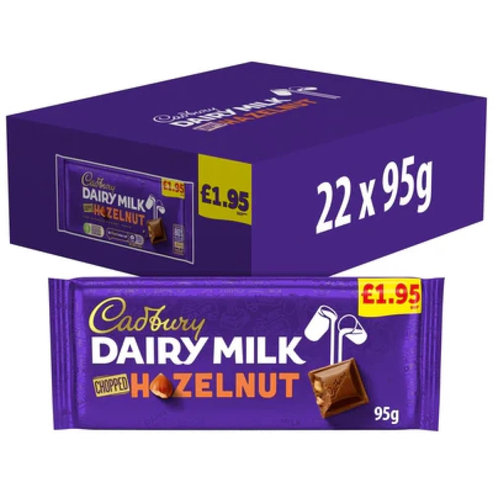 Cadbury Hazelnut Chopped Nut Bars 95g - 22pk
