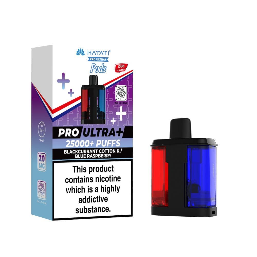  Blackcurrant Cotton K / Blue Raspberry Hayati Pro Ultra Plus 25K Pods Pack of 5