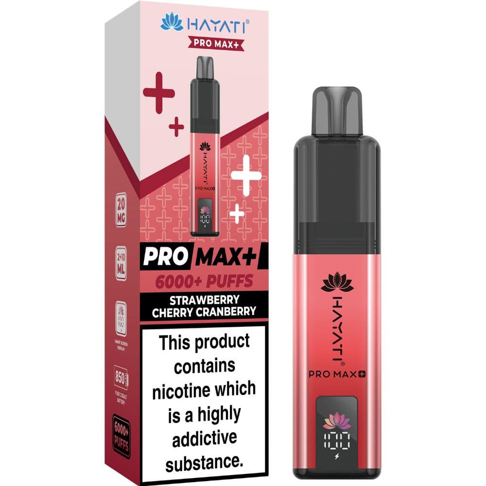  Strawberry Cherry Cranberry Hayati Pro Max Plus Vape Kit Box of 5