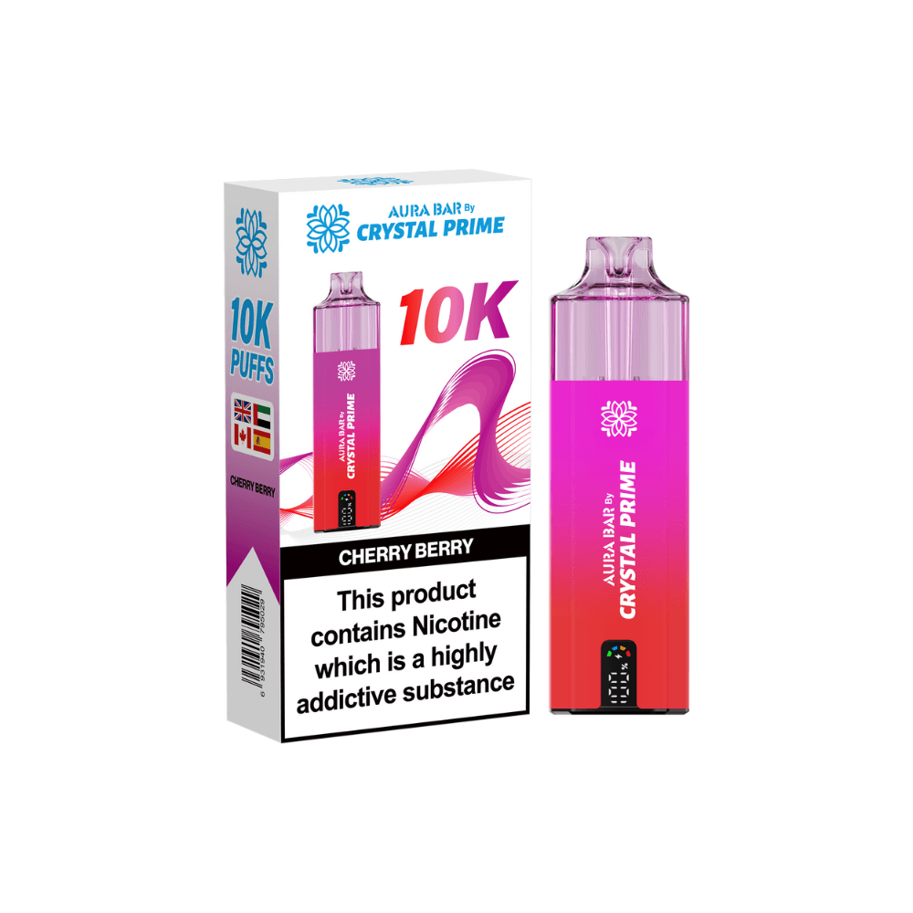  Cherry Berry Crystal Prime Aura Bar 10k Vape Kit Box of 5