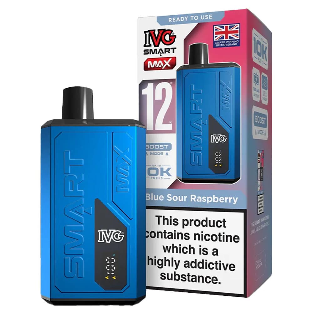  Blue Sour Raspberry IVG Smart Max 10k Vape Kit Box of 5