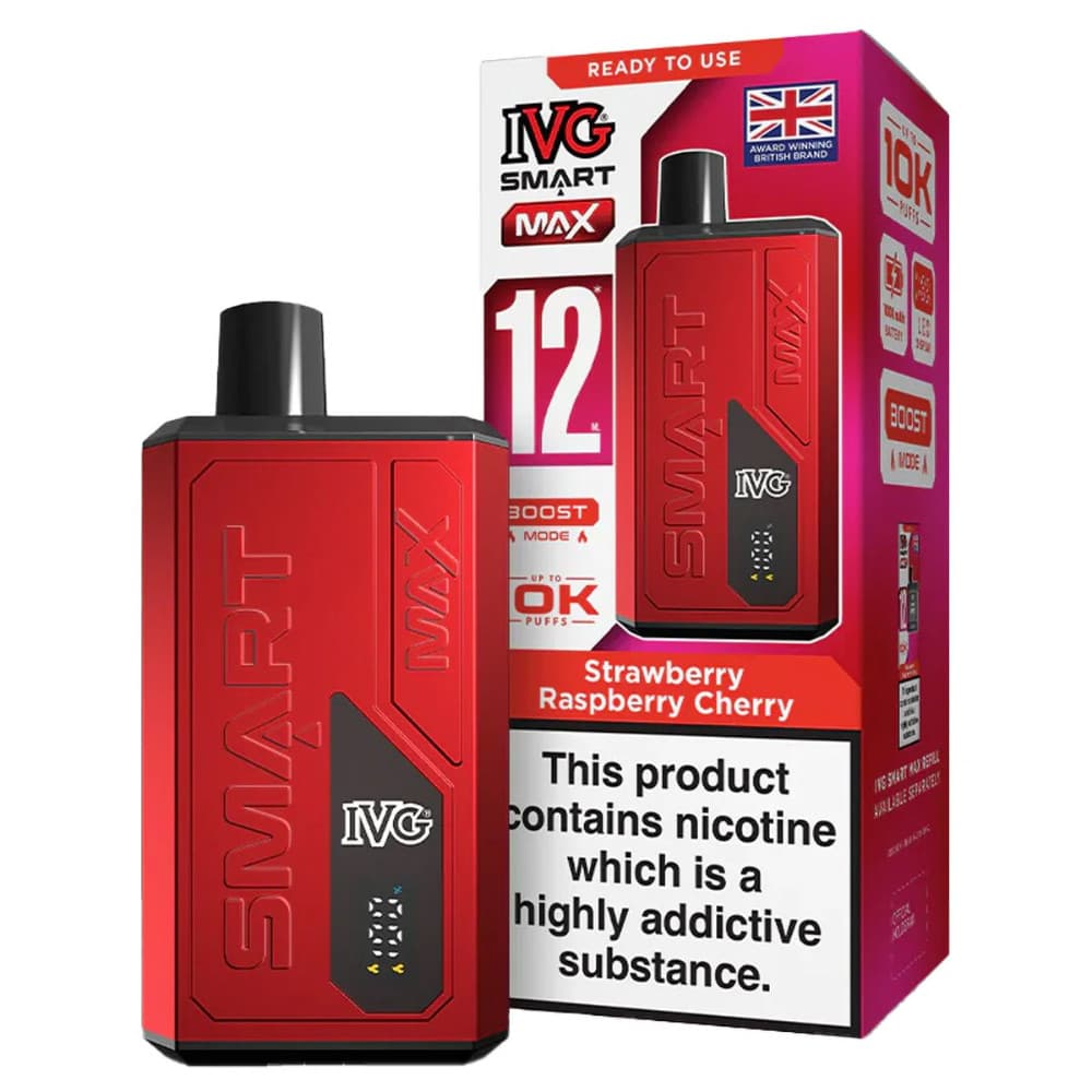  Strawberry Raspberry Cherry IVG Smart Max 10k Vape Kit Box of 5