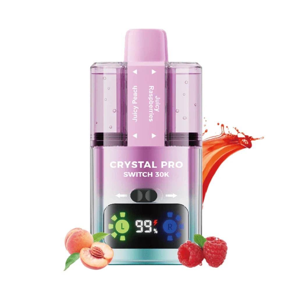  Juicy Peach / Juicy Raspberries Crystal Pro Switch 30k Vape Kit Box of 5
