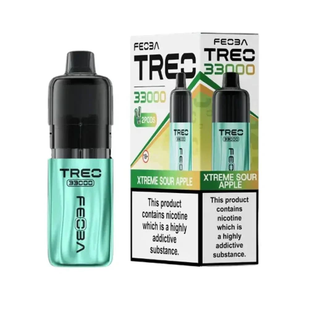  Xtreme Sour Apple Feoba Treo 33k Prefilled Vape it Box of 5