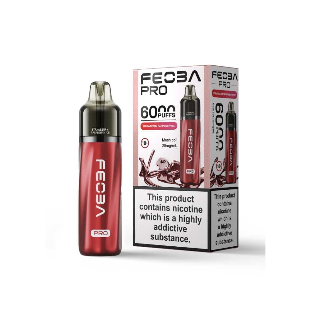  Strawberry Raspberry Ice Feoba Pro Plus 6000 Vape Kit Box of 5