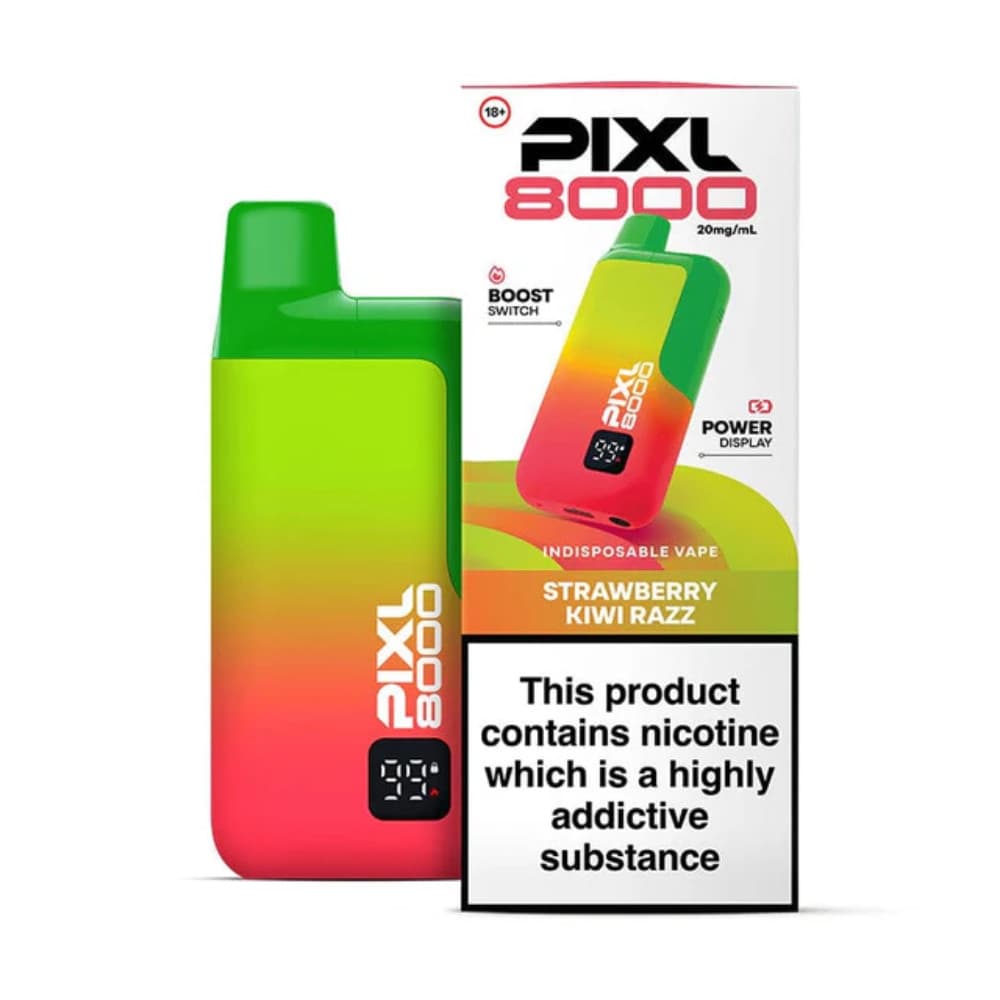  Strawberry Kiwi Razz Pixl 8000 Prefilled Vape Kit Box of 5