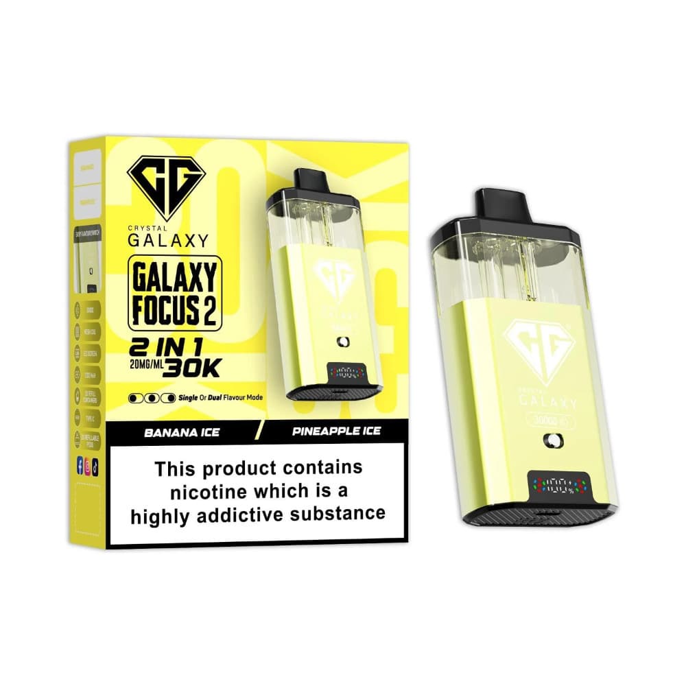  Banana Ice/Pineapple Ice Crystal Galaxy 30k Focus 2 Vape Kit Box of 5