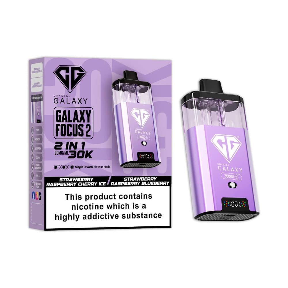  Strawberry Raspberry Cherry Ice/Strawberry Raspberry Blueberry Crystal Galaxy 30k Focus 2 Vape Kit Box of 5