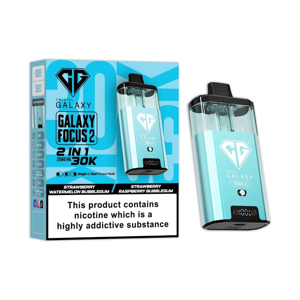  Strawberry Watermelon Bubblegum/Strawberry Raspberry Bubblegum Crystal Galaxy 30k Focus 2 Vape Kit Box of 5