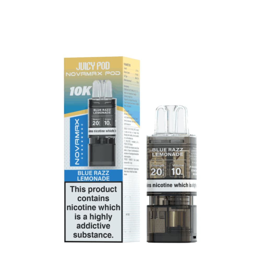  Blue Razz Lemonade Juicy Pod Novamax 10K Pods Pack of 10