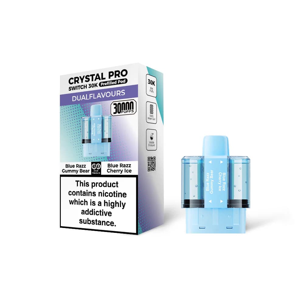  Blue Razz Gummy Bear / Blue Razz Cherry Ice Crystal Pro Switch 30k Pods Pack of 5