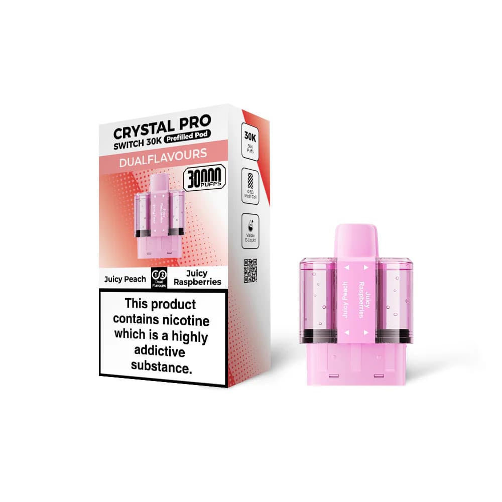  Juicy Peach / Juicy Raspberries Crystal Pro Switch 30k Pods Pack of 5