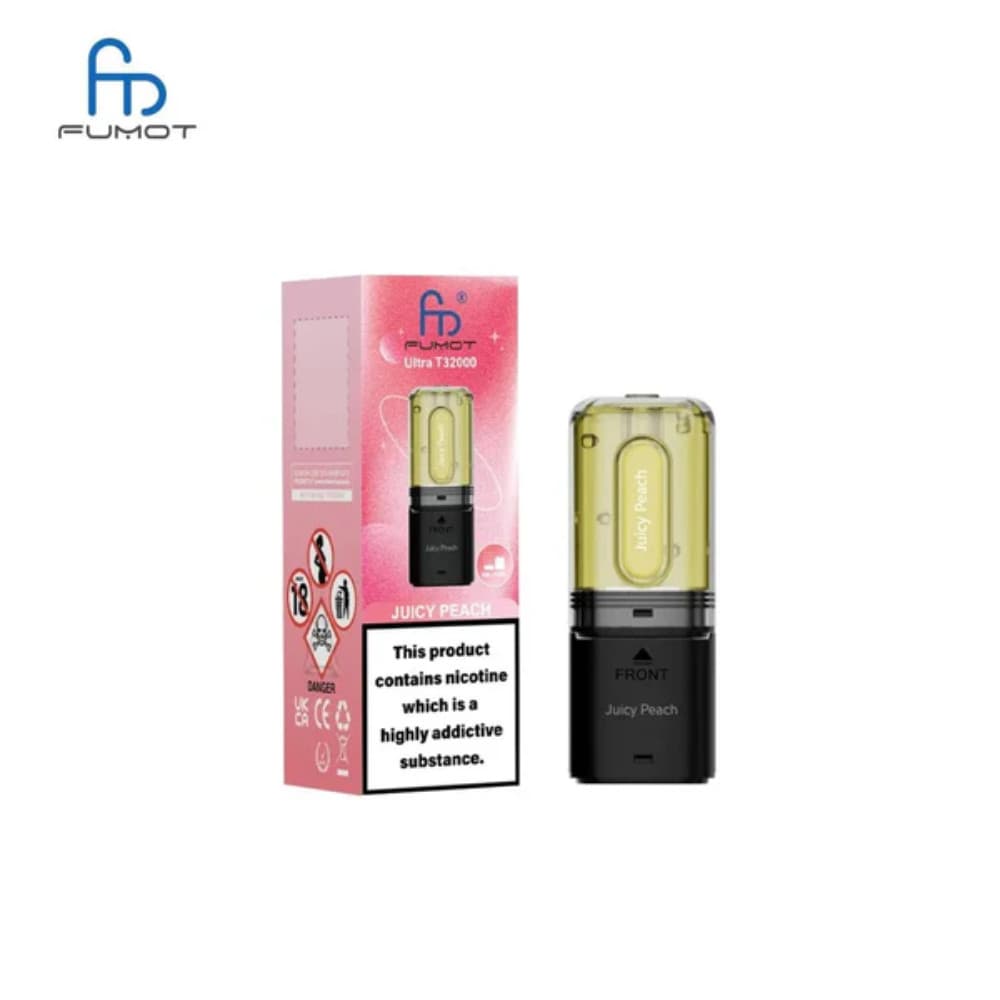  Juicy Peach RandM Fumot T32000 Ultra Pods Pack of 5