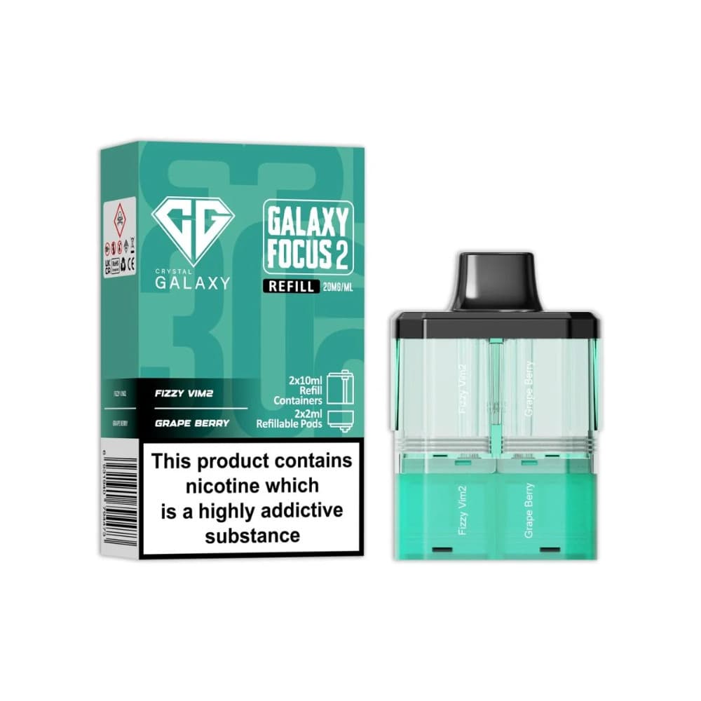  Fizzy Vim2 / Grape Berry Crystal Galaxy 30k Focus 2 Pods Pack of 5