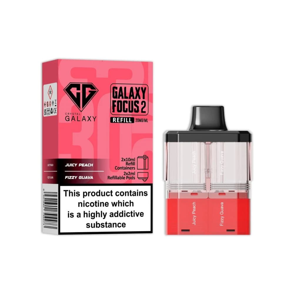  Juicy Peach / Fizzy Guava Crystal Galaxy 30k Focus 2 Pods Pack of 5