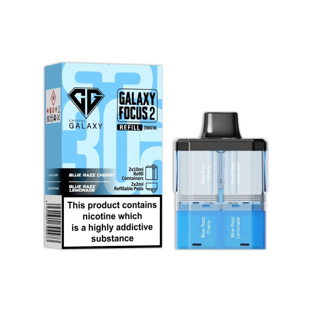  Blue Razz Cherry / Blue Razz Lemonade Crystal Galaxy 30k Focus 2 Pods Pack of 5