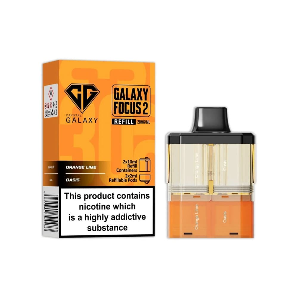  Orange Lime / Oasis Crystal Galaxy 30k Focus 2 Pods Pack of 5