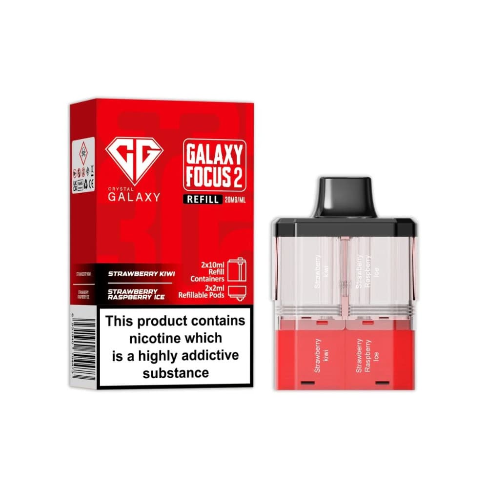  Strawberry Kiwi / Strawberry Raspberry Crystal Galaxy 30k Focus 2 Pods Pack of 5