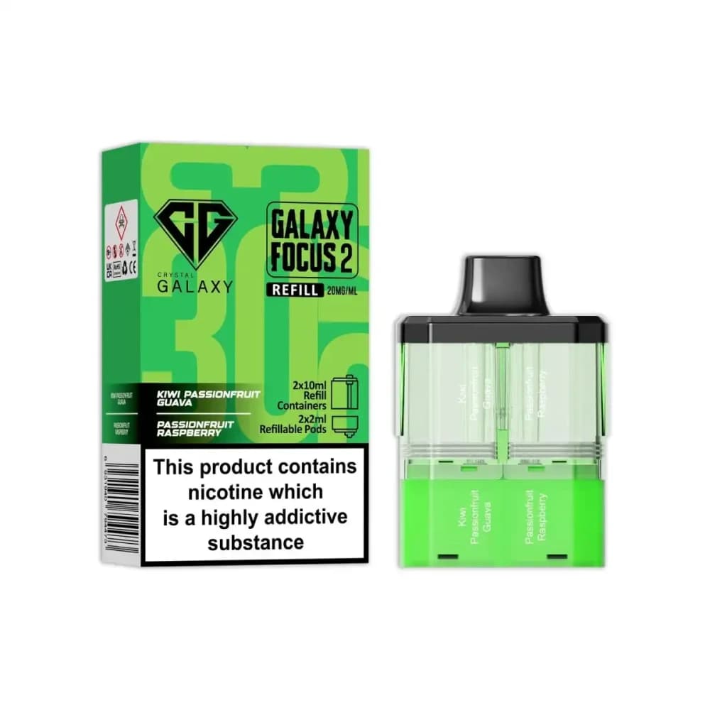  Kiwi Passionfruit Guava / Passionfruit Raspberry Crystal Galaxy Focus 6k Pods Pack of 5