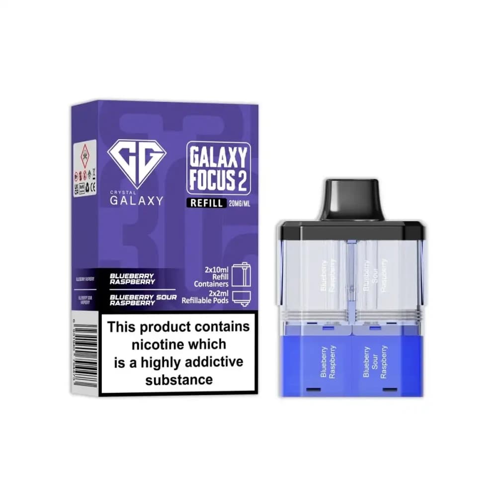  Blueberry Raspberry / Blueberry Sour Raspberry Crystal Galaxy Focus 6k Pods Pack of 5