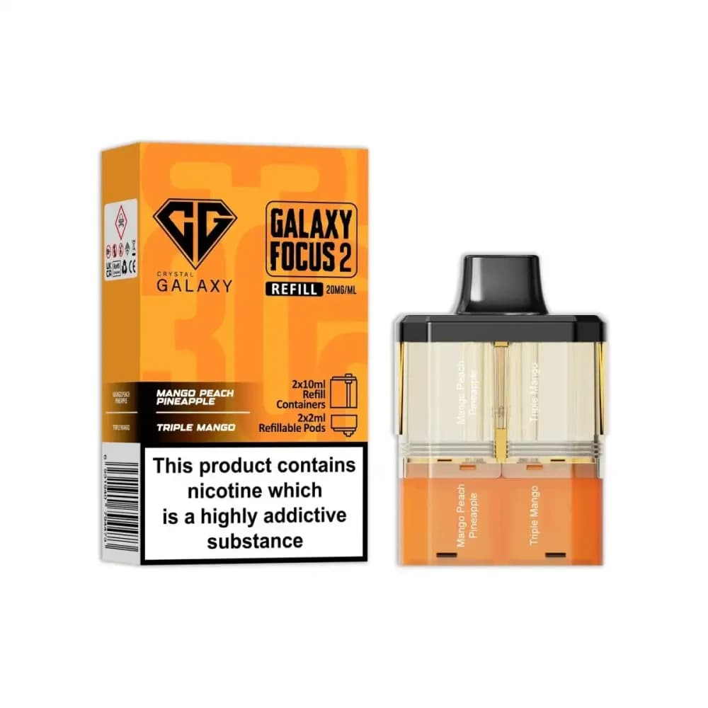  Mango Peach Pineapple / Triple Mango Crystal Galaxy Focus 6k Pods Pack of 5