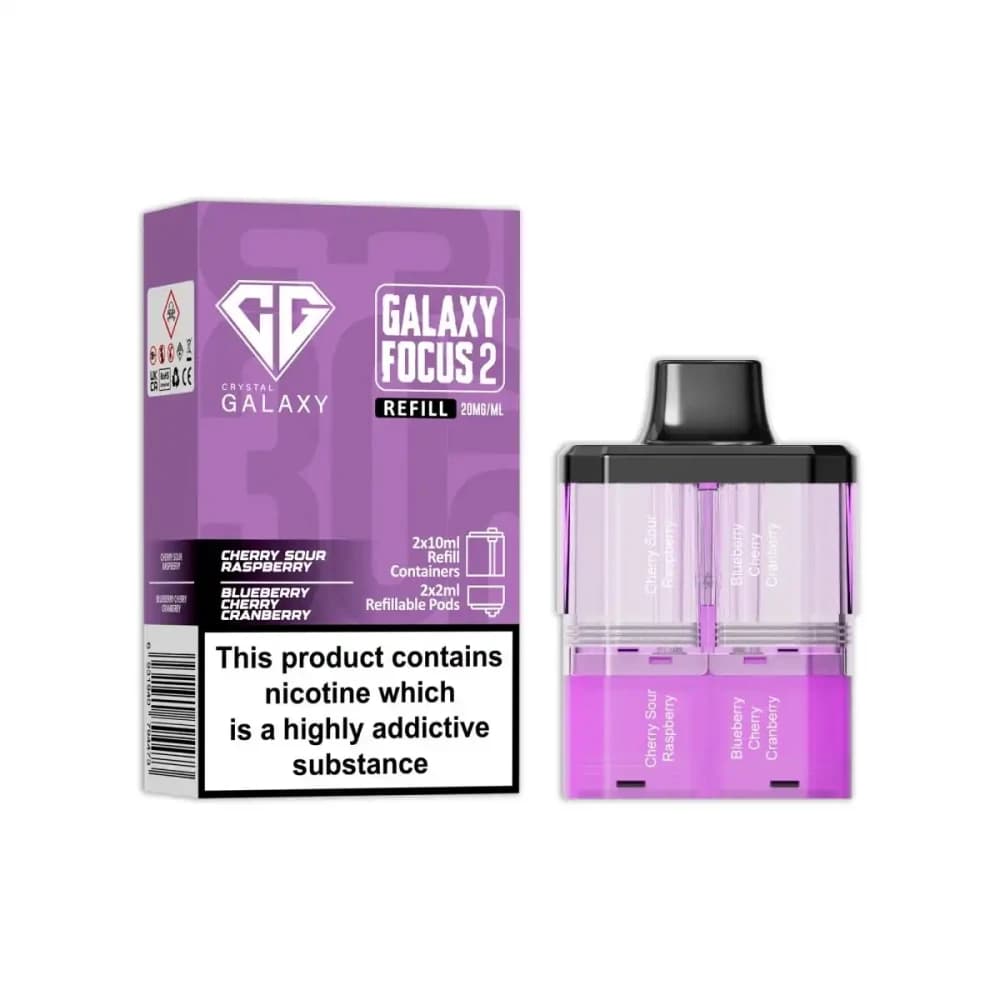  Cherry Sour Raspberry / Blueberry Cherry Cranberry Crystal Galaxy Focus 6k Pods Pack of 5