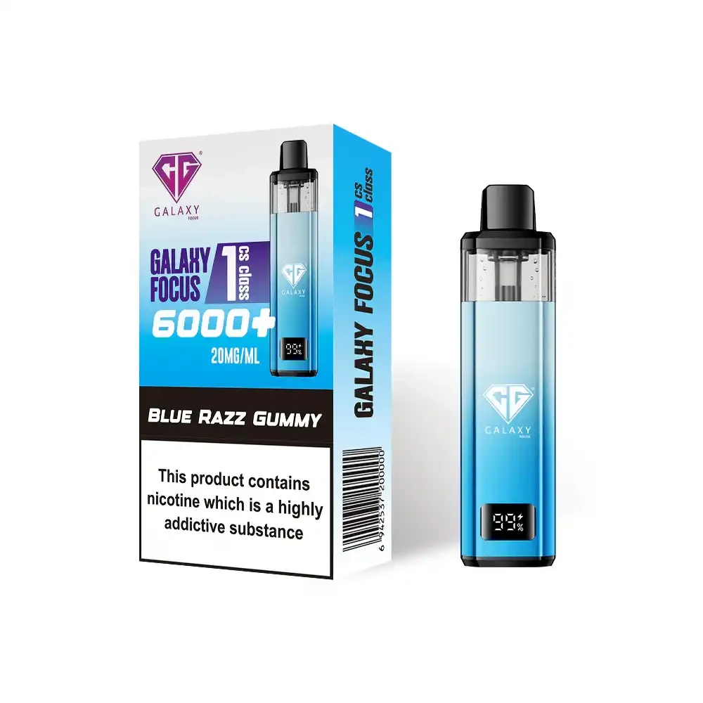  Blue Razz Gummy Crystal Galaxy Focus 6k Vape Kit Box of 5