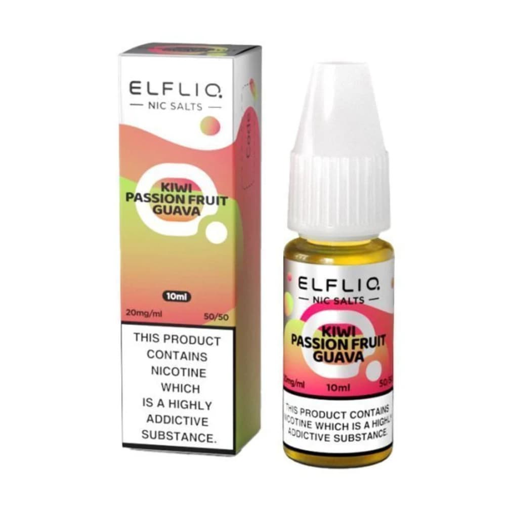  Kiwi Passion Fruit Guava / 10mg Elf Bar Elfliq Nic Salt E-Liquids 10ml Box of 10