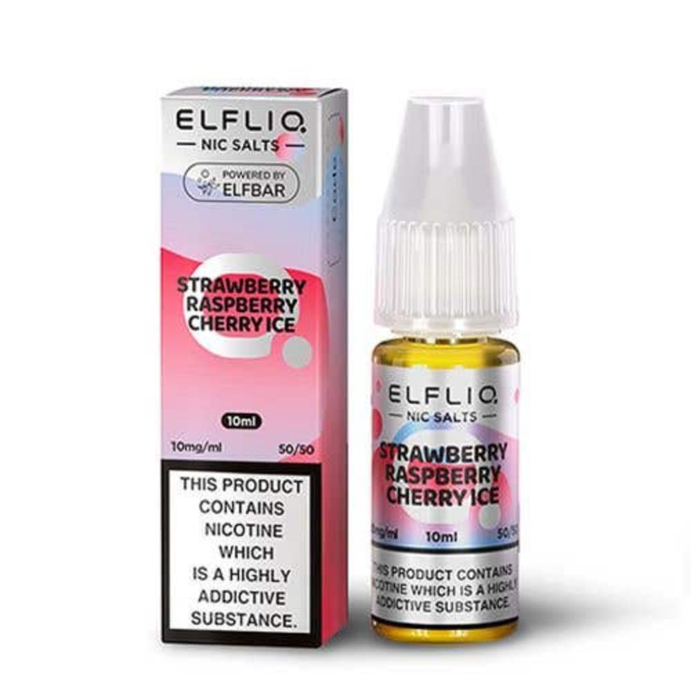  Strawberry Raspberry Cherry Ice / 10mg Elf Bar Elfliq Nic Salt E-Liquids 10ml Box of 10