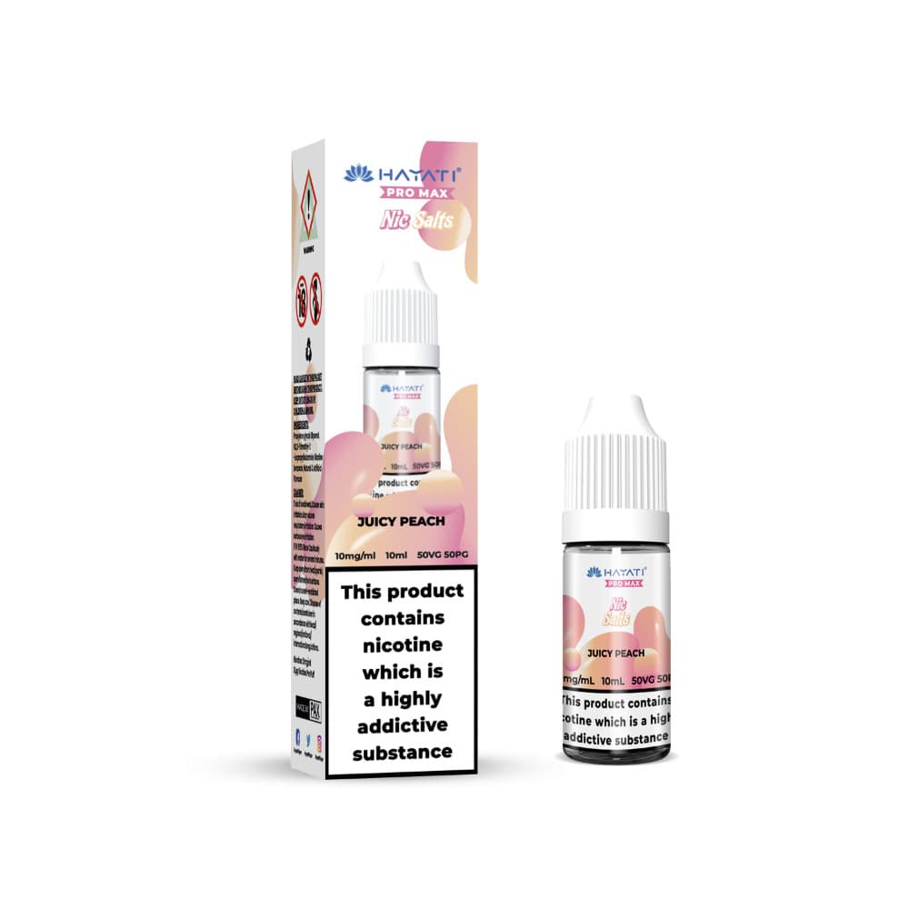  Juicy Peach / 20mg Hayati Pro Max Nic Salts E-Liquids 10ml Box of 10