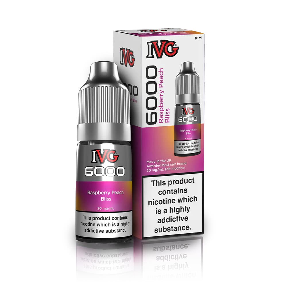  Raspberry Peach Bliss / 10mg IVG 6000 Nic Salts e liquids 10ml Box of 10