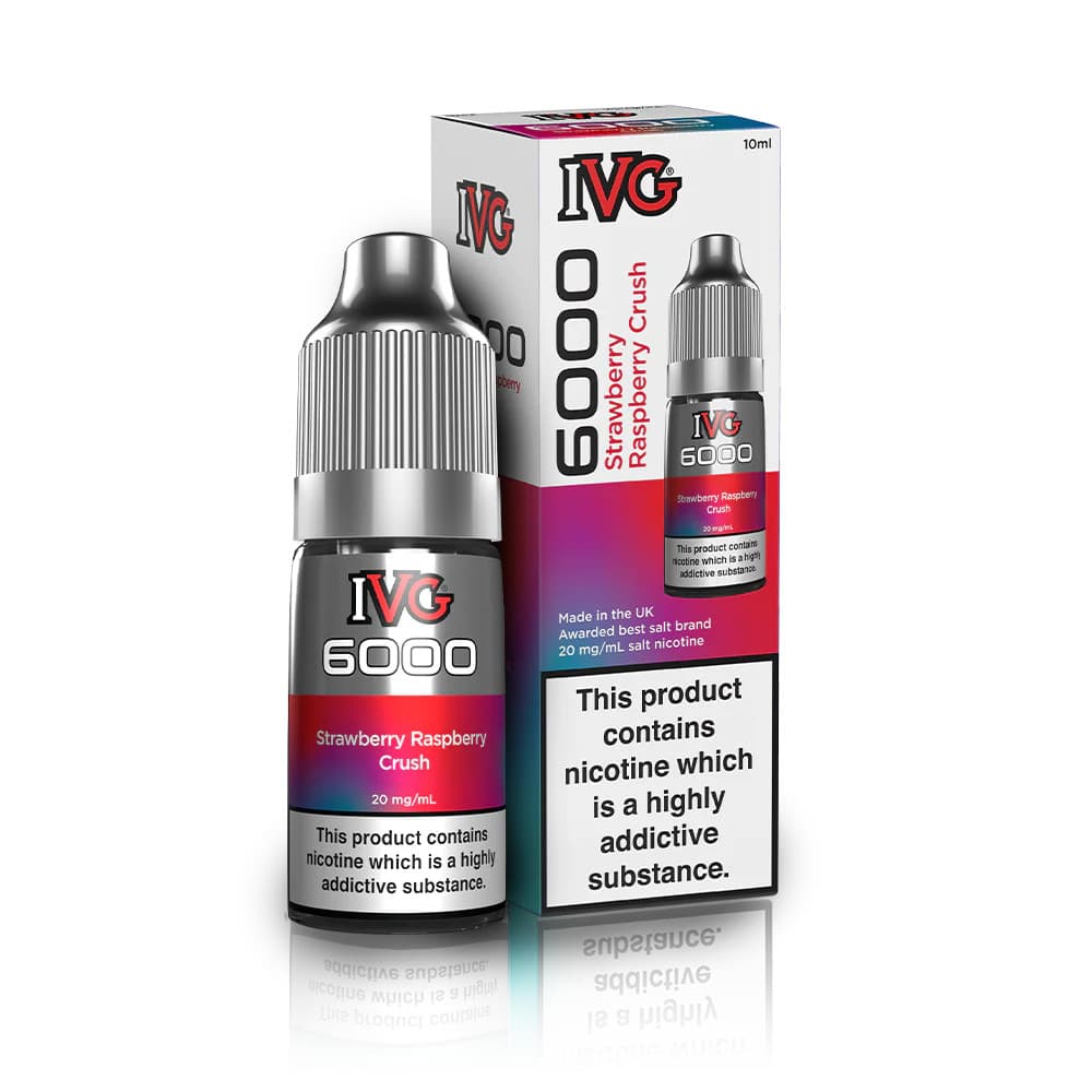  Strawberry Raspberry Crush / 20mg IVG 6000 Nic Salts e liquids 10ml Box of 10