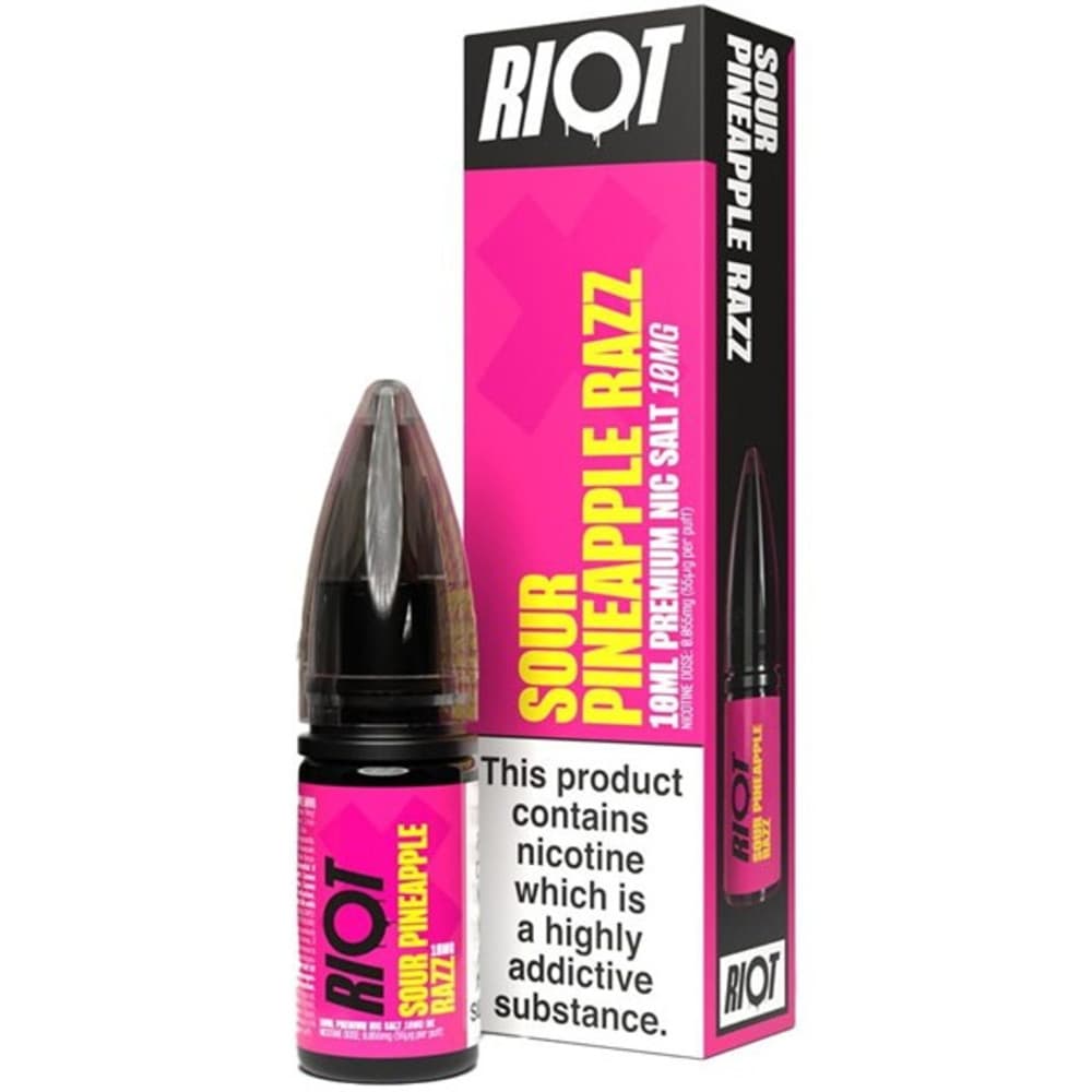  Sour Pineapple Razz / 10mg Riot X Nic Salts e liquids 10ml Box of 10
