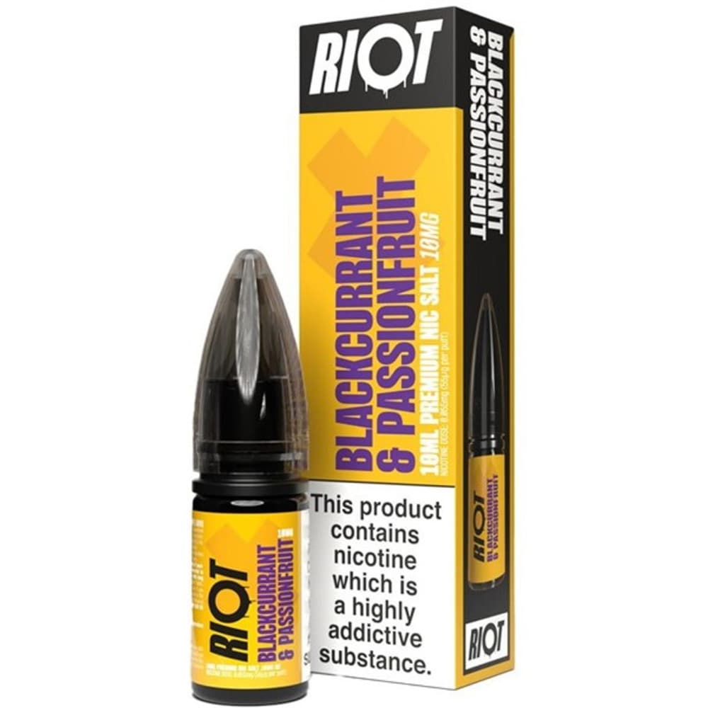  Blackcurrant Passion Fruit / 20mg Riot X Nic Salts e liquids 10ml Box of 10
