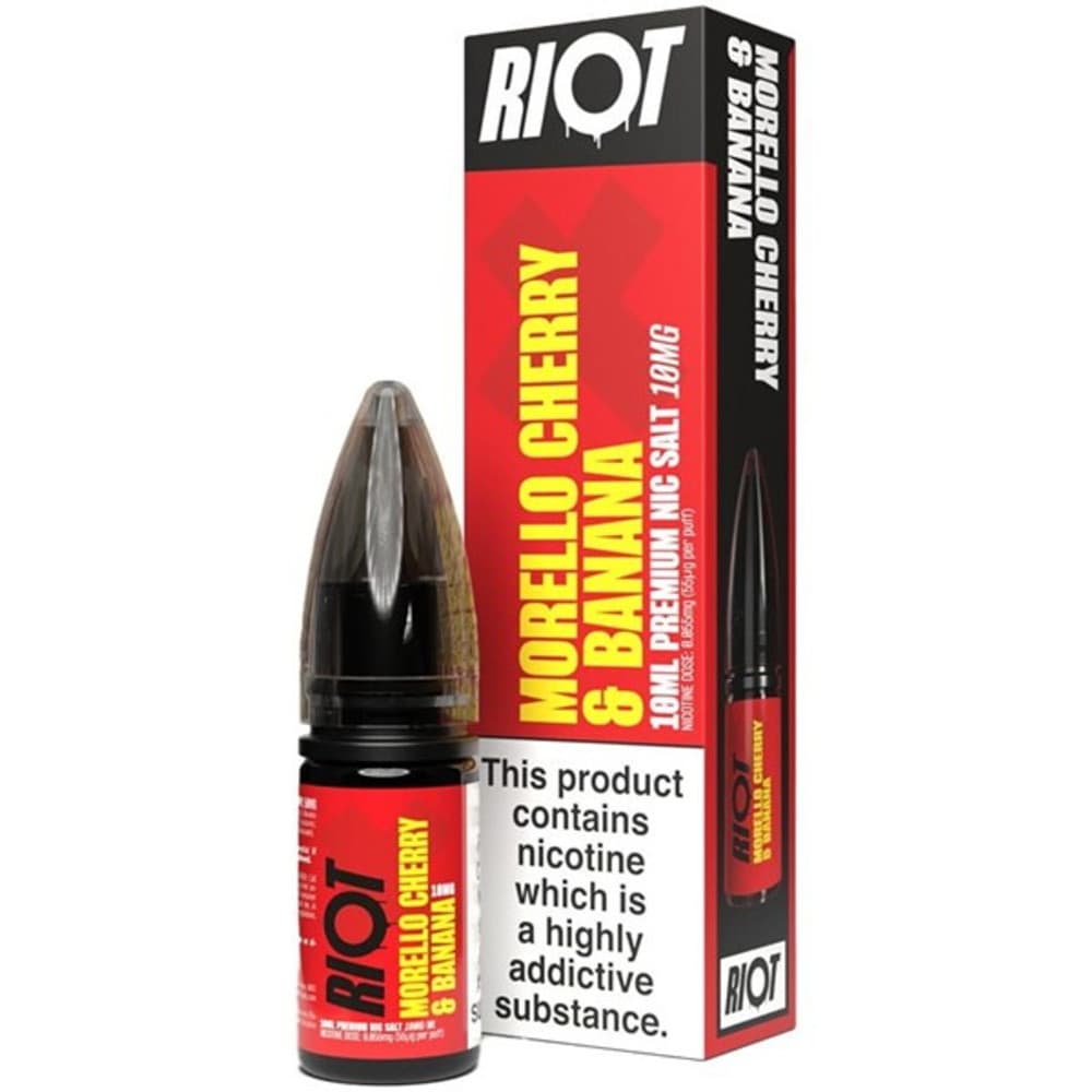  Morella Cherry & Banana / 20mg Riot X Nic Salts e liquids 10ml Box of 10