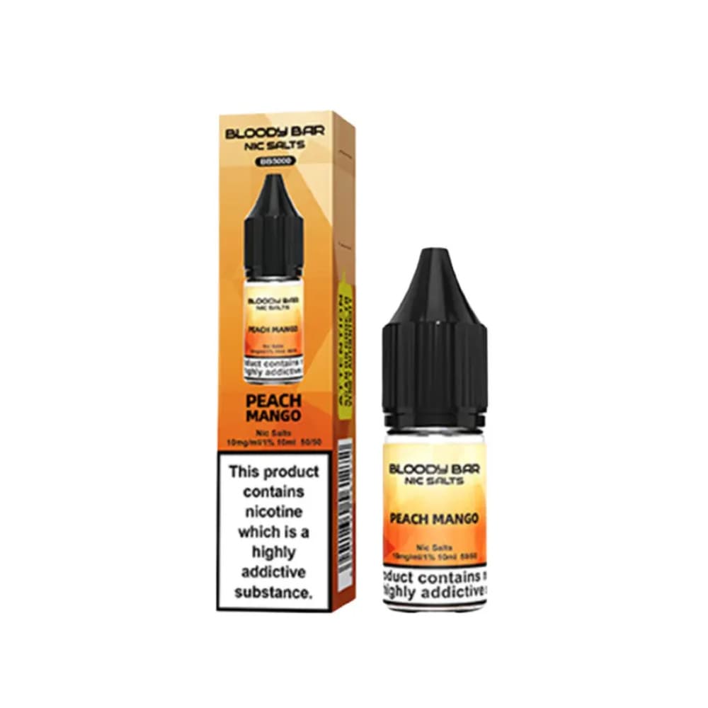  Peach Mango / 10mg Bloody Bar Nic Salts e liquids 10ml Box of 10