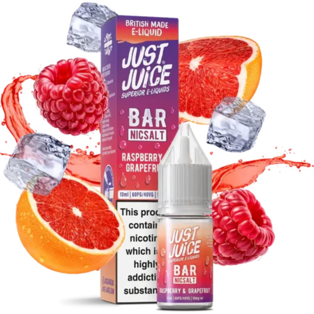  Raspberry & Grapefruit / 10mg Just Juice Bar Nic Salts e liquids 10ml Box of 10