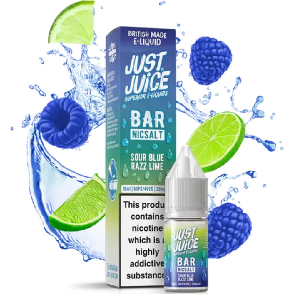  Sour Blue Razz Lime / 20mg Just Juice Bar Nic Salts e liquids 10ml Box of 10