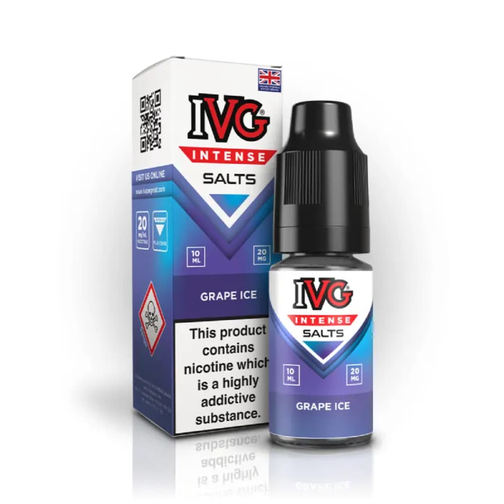  Grape Ice / 20mg IVG Intense Nic Salts e liquids 10ml Box of 10