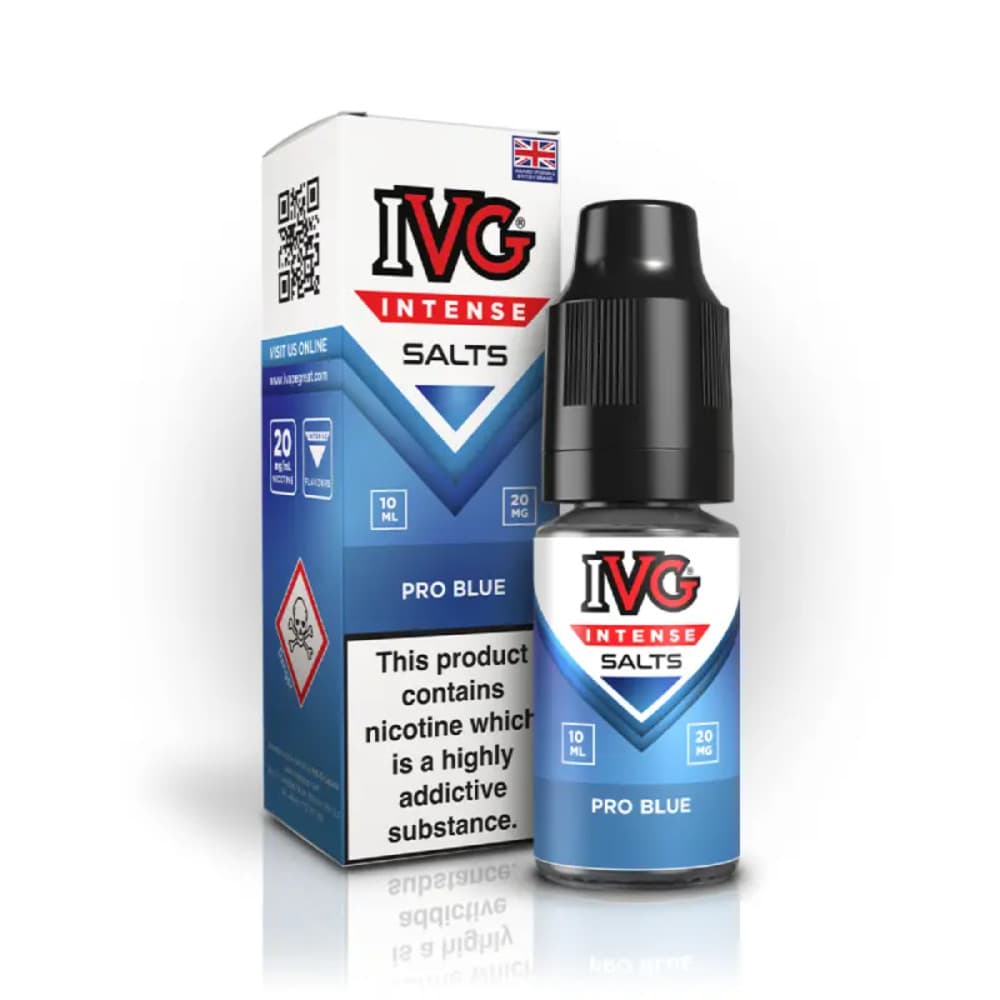  Pro Blue / 20mg IVG Intense Nic Salts e liquids 10ml Box of 10