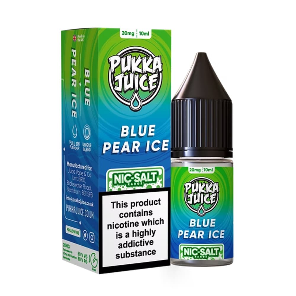  Blue Pear Ice / 10mg Pukka Juice Nic Salts e liquids 10ml Box of 10