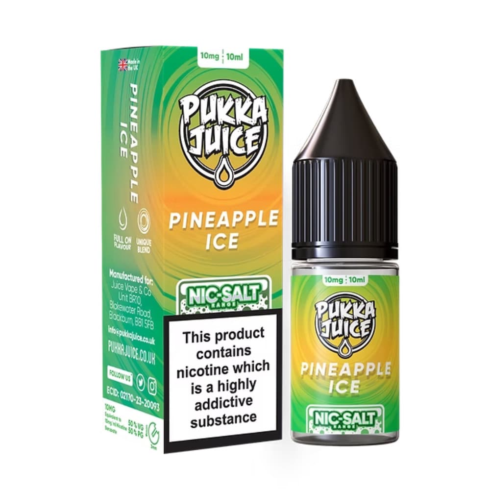  Pineapple Ice / 10mg Pukka Juice Nic Salts e liquids 10ml Box of 10