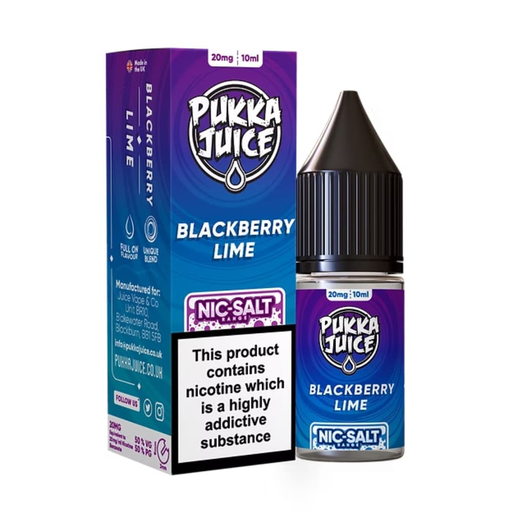  Blackberry Lime / 20mg Pukka Juice Nic Salts e liquids 10ml Box of 10