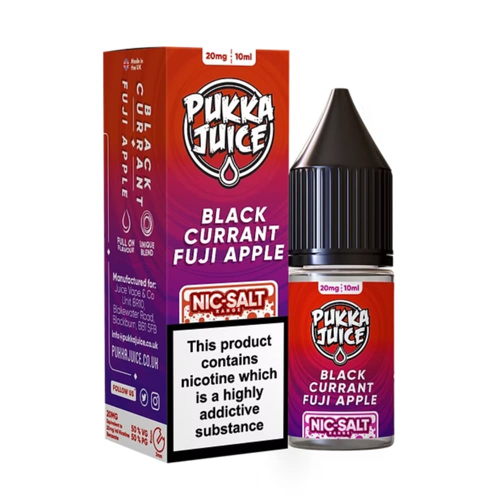  Blackcurrant Fuji Apple / 10mg Pukka Juice Nic Salts e liquids 10ml Box of 10