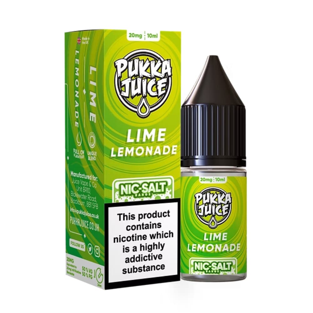  Lime Lemonade / 10mg Pukka Juice Nic Salts e liquids 10ml Box of 10