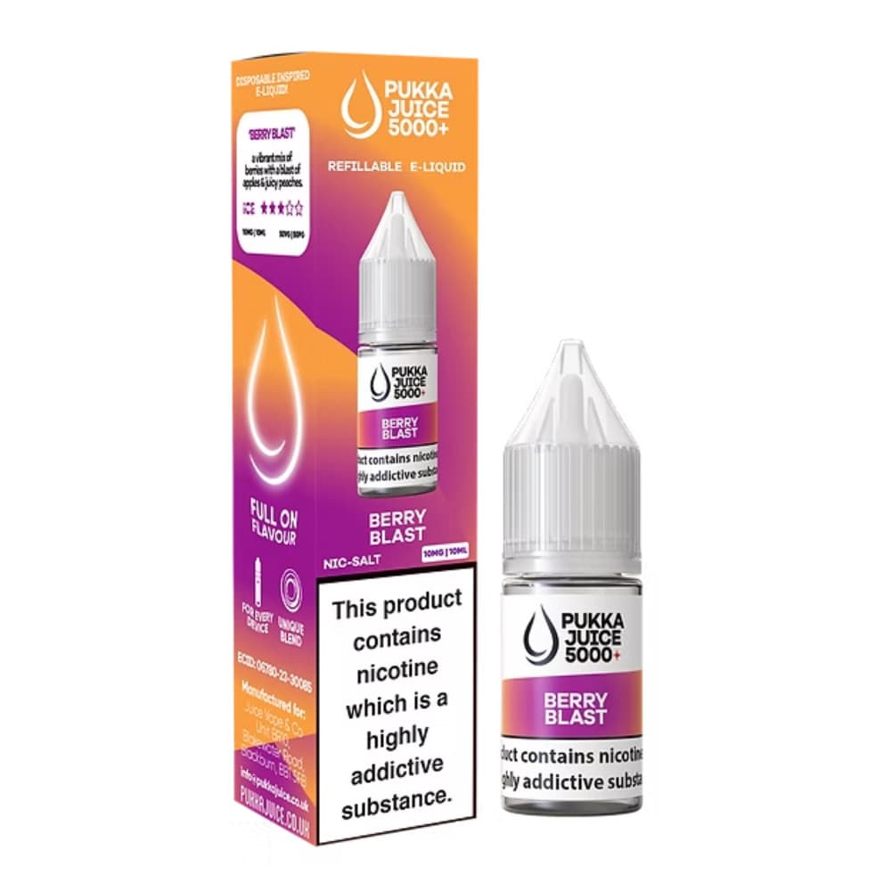 Berry Blast / 20mg Pukka Juice 5000+ Nic Salts e liquids 10ml Box of 10
